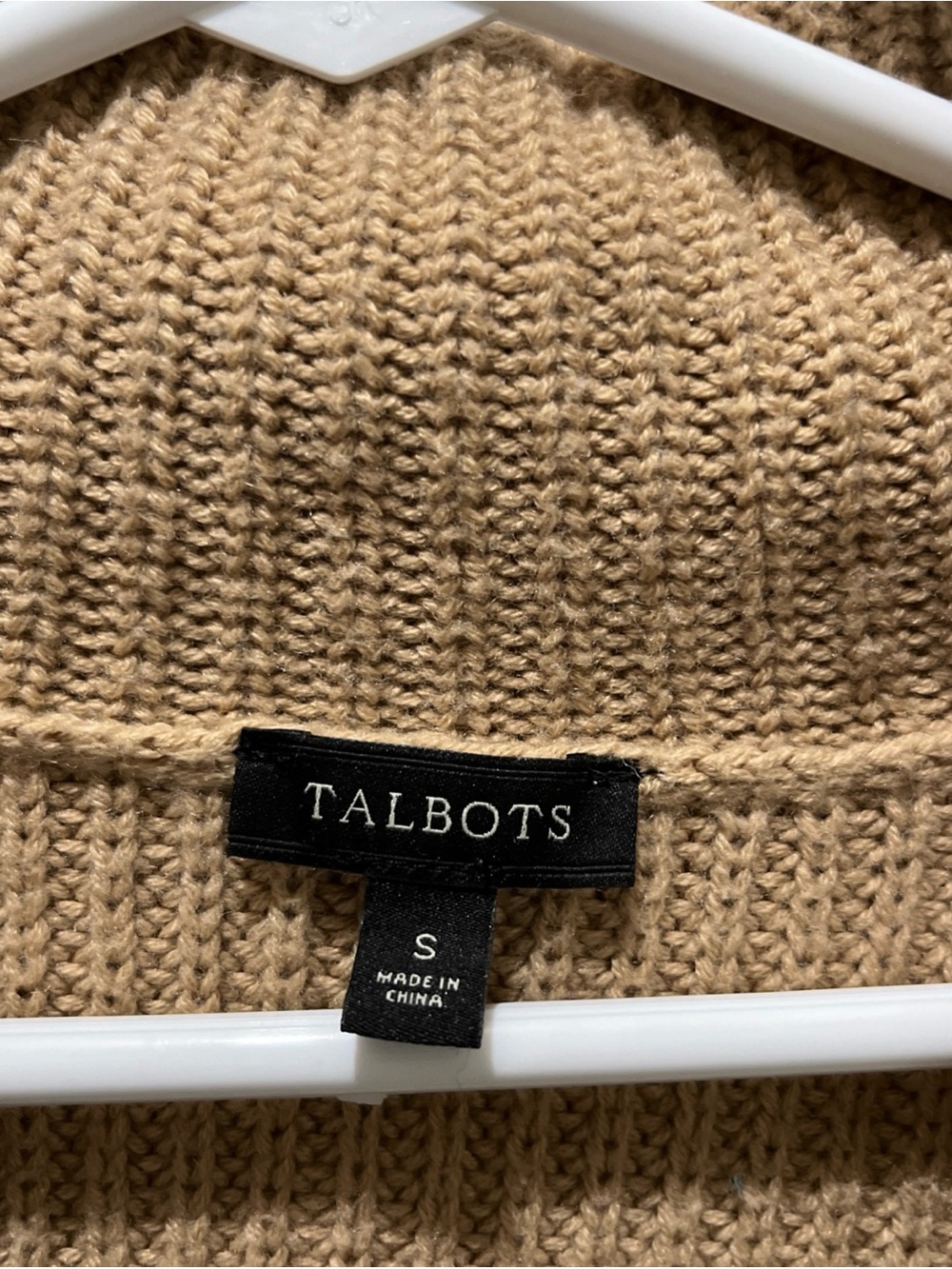 Talbots Camel and Black Open Shawl Collar Cardigan - Picture 2 of 6